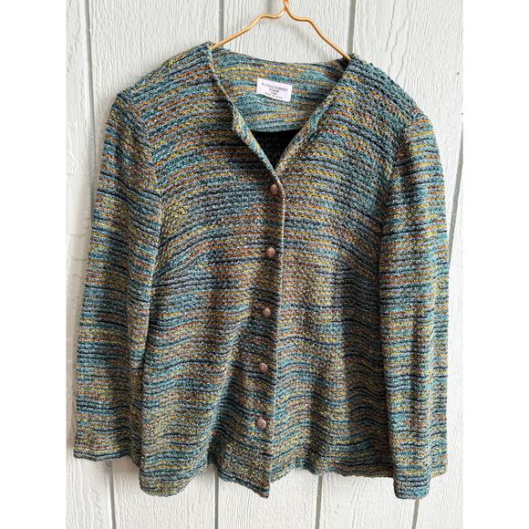 Vintage Alfred Dunner Woman 16W Textured Knit Button Front Jacket Cardigan USA - Picture 1 of 8